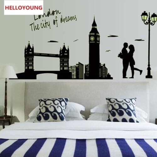 QT-0084 Luminous Stickers London Bridge Big Ben City Streetlights Love Quote Wall Sticker Luminated Glowing In The Dark