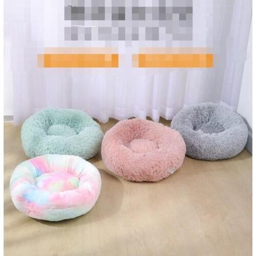 Round dog bed washable Dog Kennel Pet Supplies Cushion For Dog Cat Big Cushion Long Plush Pet Bed