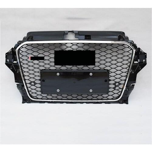 Silver+Black Front Grill Honeycomb Grille For Audi A3 S3 8V 2013 2014 2015 2016 RS3 Style 14-15