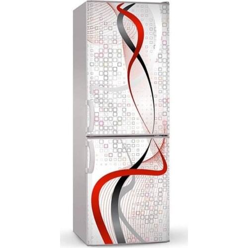 Wholesale 3D Red Black Stripe SelfAdhesive Dishwasher Refrigerator Freeze Sticker Kids Art Fridge Door Cover Wallpaper