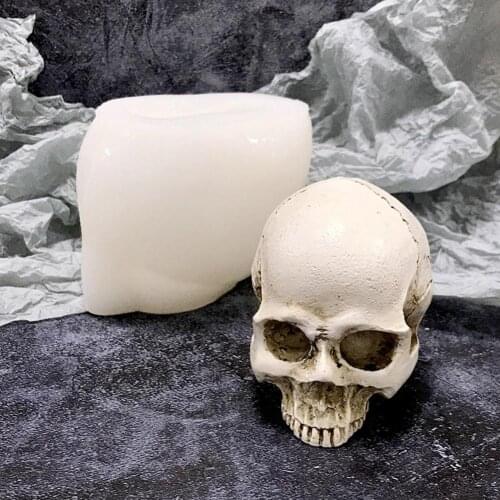 3D Skull Head Silicone Mold Skull Shape Candle Molds Halloween Hand-made Candles Diffused Plaster Aromatherapy Resin Ornament