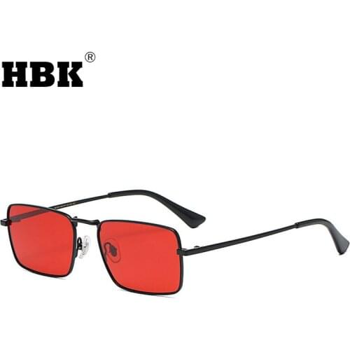 HBK Metal Square Polarized Sunglasses Male 2021 New Brand Design Female Rectangle Red Small Fashion Vintage Eyewear UV400