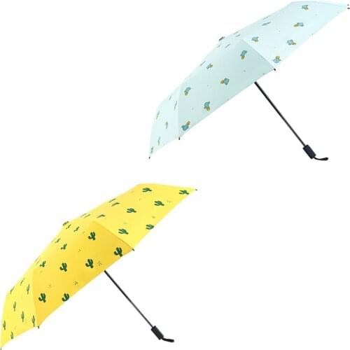 Sunscreen Waterproof Sunny Rainy Umbrella Cute Stylish Cactus Pattern Outdoor Umbrella Household Daily Supplies