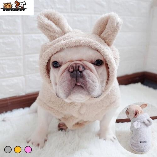 SUPREPET Pet Dog Clothes Puppy Clothes for French Bulldog Dog Winter Clothes Warm Rabbit Hat Puppy Clothes for Dogs ropa perro