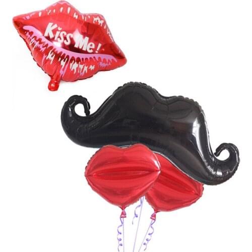 Wedding decoration balloons black bearded balloon kiss red lip balloons valentines day balloons bachelor party balloons