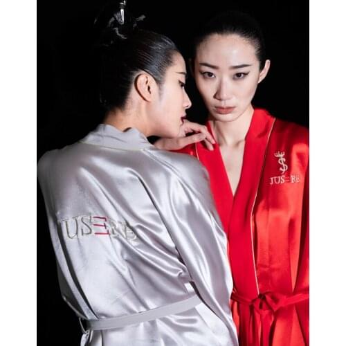 JUSERE bridal silk robe pajama personalized robe various color bespoken robe