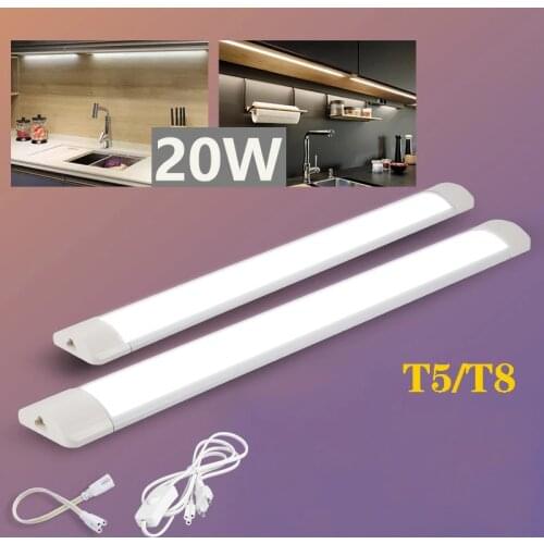 T5/T8 LED Integrated Bracket Fluorescent Tube Home Kitchen Wall Lamp Cabinet Bedroom Corridor Eye Protection Lighting Strip