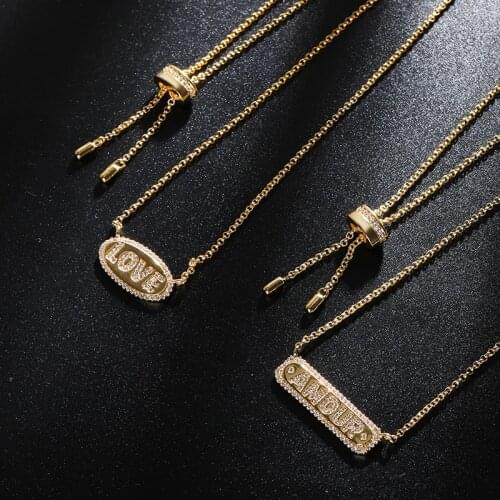 Trend Zircon Gold Color English Letter Punk Rock Necklace Fashion Statement Necklaces Bijoux Femme Zk30