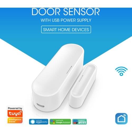 Tuya Smart WiFi Door Sensor Door Window Open / Closed Detectors Wifi Home Alarm Compatible With Alexa Tuya APP Google Home