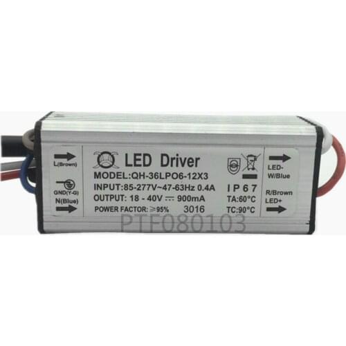 1pcs 6-12x3W DC18-40V 900mA 220V LED Driver 18w 30w 36w Power Supply IP67 Waterproof Constant Current Driver For FloodLight