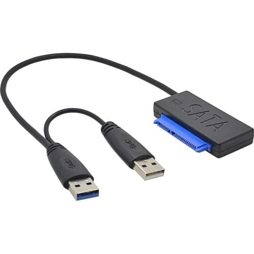 High Quality USB 3.0 To 7+15 22 Pin SATA Adapter Converter Cable With USB 2.0 Power Cable For SATA 3.0 2.5" HDD Hard Disk