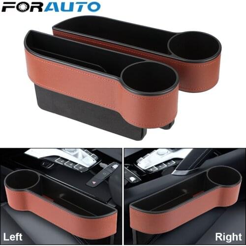Leather Car Seat Gap Storage Box Universal Seat Gap Slit Box With Charging Hole Phone Bottle Keys Holder Box Car Organizer