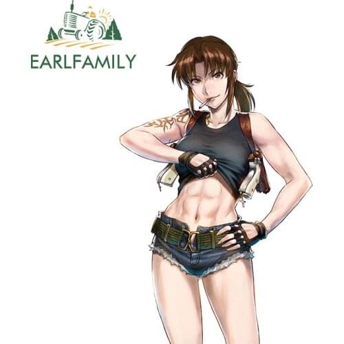 EARLFAMILY 13cm x 11.7cm for Black Lagoon Revy Funny Car Stickers Scratch-Proof Waterproof Vinyl Decal Trunk Car Door Protector