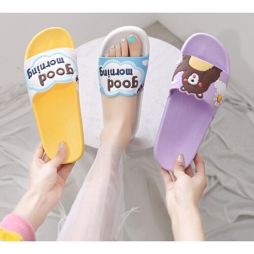 Women House Slippers Indoor Female Summer Cartone Bear Soft Room Shoes Home Casual Slides Baby Woman Outside Flips Flops 39