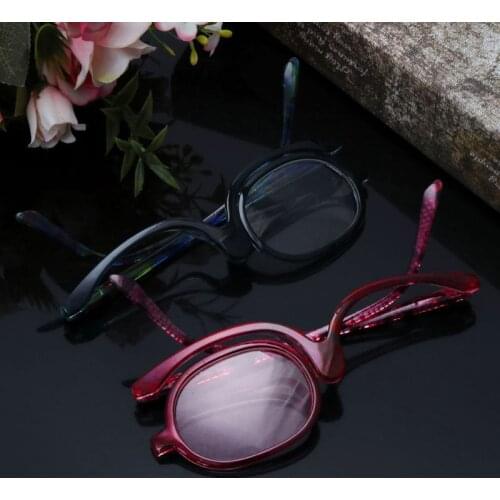 Women Makeup Reading Glasses Rotatable Flip Make Up Eye Glasses Presbyopic +1.00 To +4.0