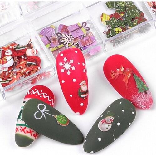 1 Box Halloween Christmas 3D Emulation Butterfly Colorful Flowers Nail Art Sequins Mix Party