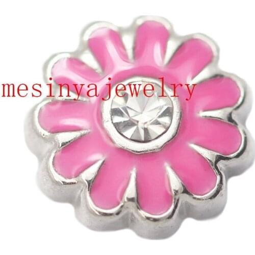 10pcs light red daisy floating charms for glass locket Min amount $15 per order mixed items, FC-321
