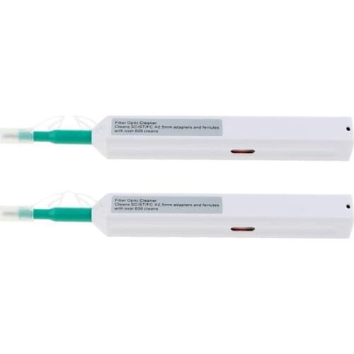 2Pcs One-Click Fiber Optic Connector Cleaner Pen for 2.5mm SC ST and FC Connectors 800 Times Cleaning