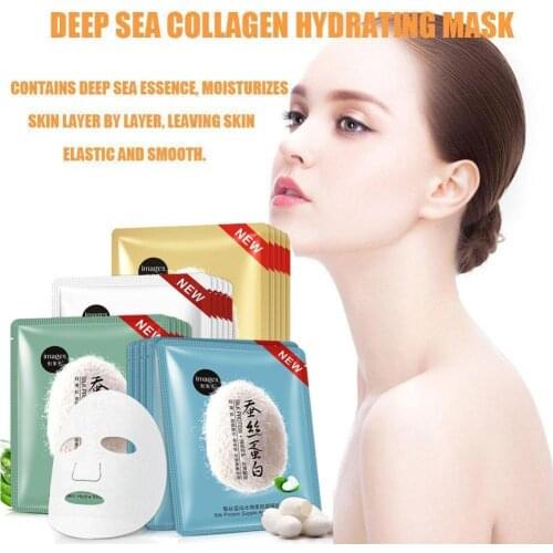20PCS Silk Protein Mask Hyaluronic Deep Moisturizing Oil Control Shrink Pores Whitening Anti-Aging Pigmentation Corrector Whole