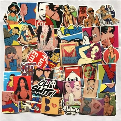 52 Pcs Styling Pvc Waterproof Tease Vulgar Sexy beauty Girls Stickers For Laptop Motorcycle Skateboard Luggage Decal Toy Sticker