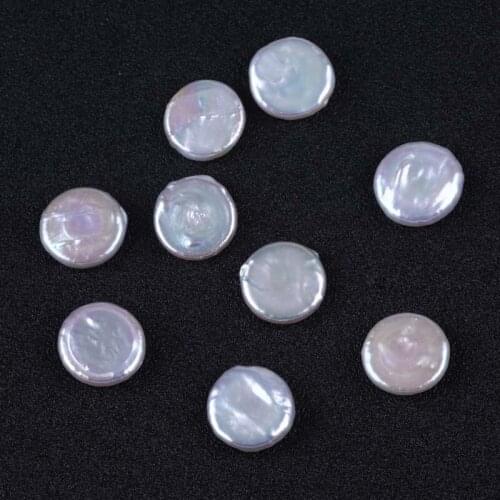 16-17mm white coin freshwater pearl loose beads for earring making
