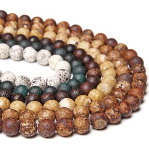 Natural Tibetan Stone Yellow coffee Fire Dragon Veins Agates Round Cracked Loose Beads For Jewelry Making 6 8 10 MM bracelets