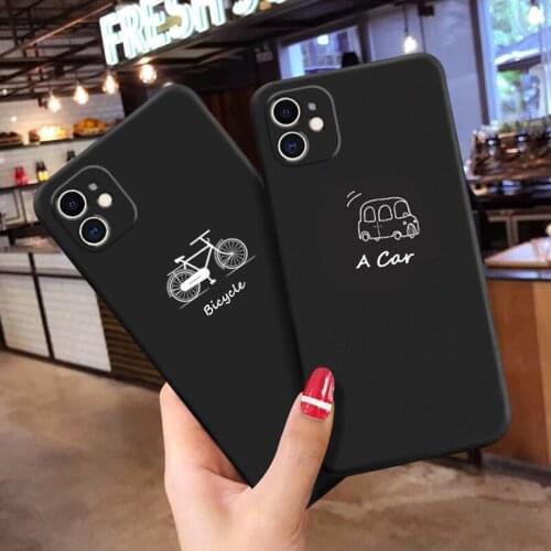 For iPhone 6 6s 7 8 Plus Phone Case Cover 11 XS12 mini 11pro 12pro Max X XR SE 2020 Back Coque Cute Cartoon Black Smartphone Bag