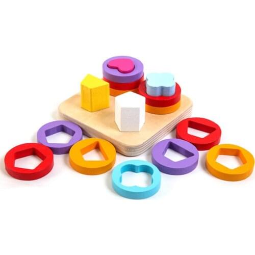 Montessori Wooden Sorting Stacking Toys Geometri Shape Color Blocks Early Educational Board Game interactive toy Gifts for Kids