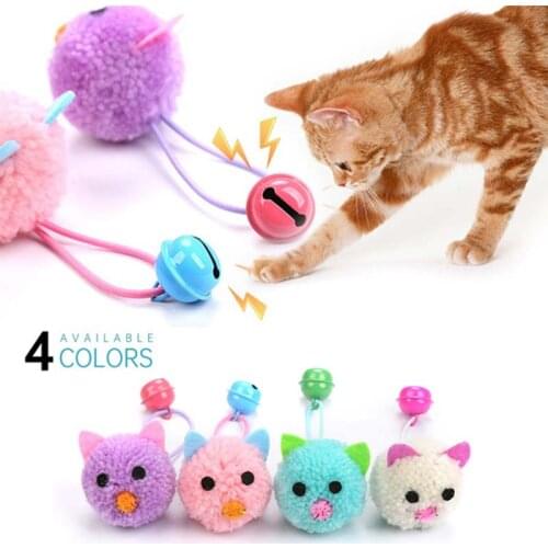 Cat Toys Plush Mouse Head Shape Bells Self Hi Toys Funny Cat Colorful Plush Mouse Pet Collar Pet Supplies Droshipping