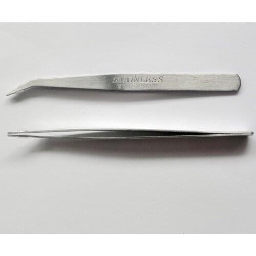 2 pcs bent tweezers stainless steel pick up tool wool needlepoint needlecraft DIY handcraft handmade needlework supplies plus