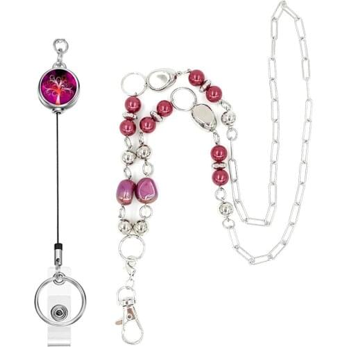 KURSHUNI New Baroque Pearls Necklace Lanyard For Women Keys ID Badges Holder Female Beaded Sweater Necklaces Fashion Jewelry