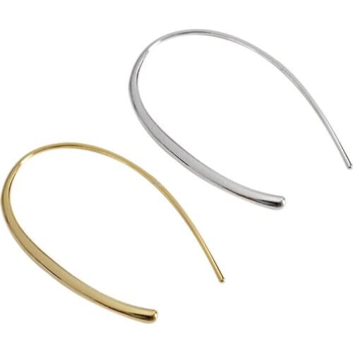 Minimalism Authentic 925 Sterling silver Geometric "U" SHAPE Hook Ear Earrings Fine jEWELRY E3