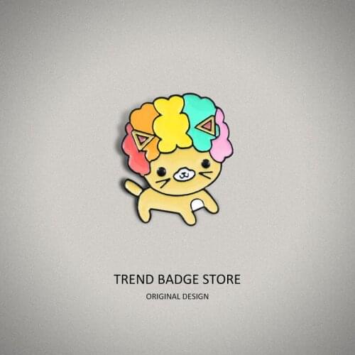Fashionable Originality Cartoon Puppy Color Curly Hair Triangle Hairpin Lovely Enamel Label Pins Brooches Clothes Shirt Badge