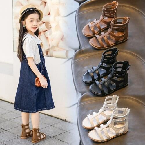 Fashion Dress Kids Summer 2021 New Princess Gladiator Sandals For Big Girls Shoes Children Roman Beach School Shoe 3-12 Year Old