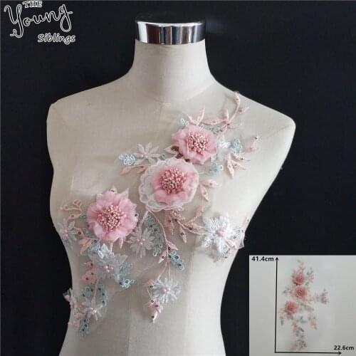 Fashion 3D Embroidery Lace Collar Applique ABS pearl Lace Neckline Trim Sewing Sequin Lace Fabric DIY Womens Fashion Accessory