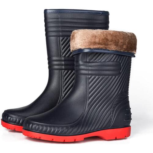 EXCARGO Winter Warm Shoes Men Rubber Boots Waterproof 2019 Winter Snow Boots Rainboots For Men Velvet Fur Warm Rubber Shoes