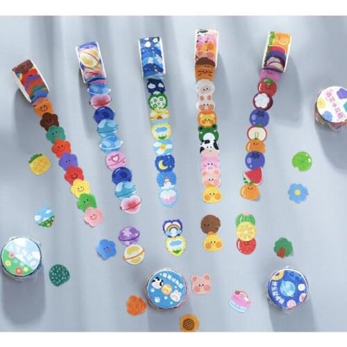 100 pcs/Roll Happy Planets Tape Sticker Hand Account Decoration Sticker