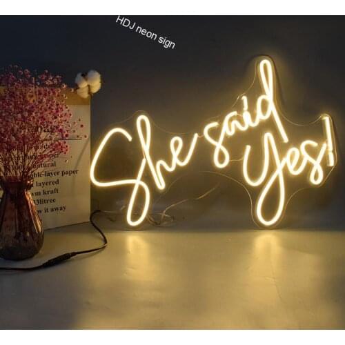 Custom Neon Sign Light Flex Led 3D SHE SAID YES Acrylic Wall Hanging Decoration Ins Neon Top Rotulos De Iluminacion