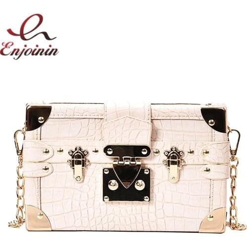 New Design Stone Pattern Box Style Womens Purses and Handbags Clutch Bag Leather Shoulder Chain Bag Female Crossbody Bag Bolsas
