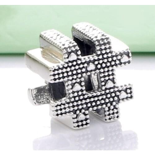 Original Openwork Digital Flair Hashtag Symbol Beads Fit 925 Sterling Silver Bead Charm Bracelet Bangle Diy Jewelry