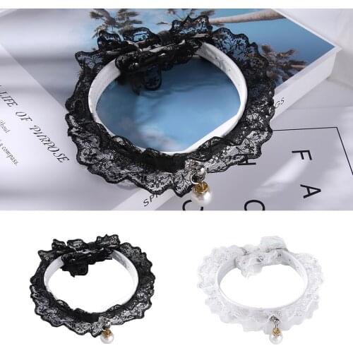 Pet Collar Adjustable Rhinestone Lace Decor Cat Dog Necklace Collar Pet Supplies Party Dress Up Hair Accessories For Small Dogs