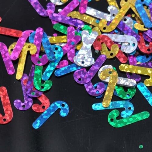 10g Christmas small Candy cane Laser Sequin For Crafts&Paillette Sewing Scrapbooking Lentejuelas Beads 14x7mm CP0809