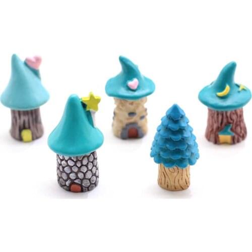 Kawaii Cartoon Tree House Mini Fairy Garden Accessories Terrarium Figures Resin Miniatures Crafts Succulents Decor