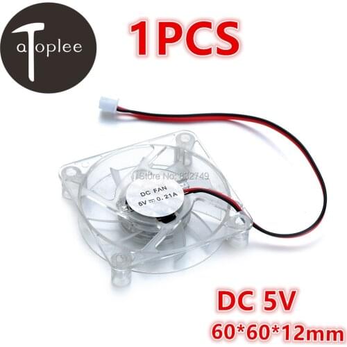 1pcs DC 5V 2Pin Transparent Fan Cooler 60*60*12mm 0.21A 1.05W PC Muted Fan For Cooling System Of Computers etc