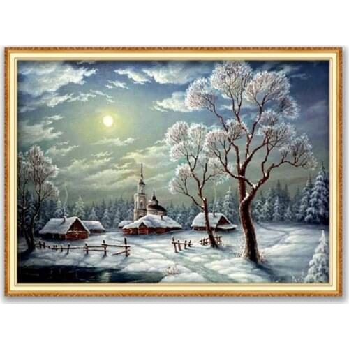 Christmas Ball With Snow DIY Embroidery 11CT Cross Stitch Kits Needlework Craft Set Printed Canvas Cotton Thread Home Decoration