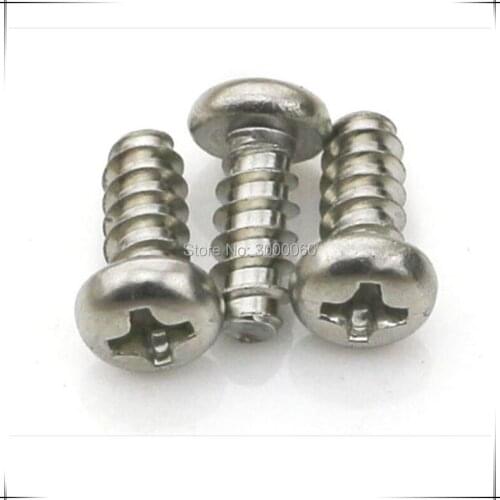 M2.2*8mm Stainless Steel 304 Cross Recessed Round Head Tapping Screws With Flat End 500pcs/Lot