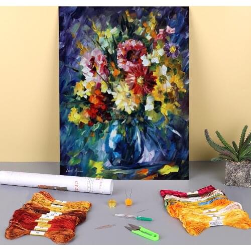 Morning Flowers Printed 11CT Cross-Stitch Embroidery Full Kit DMC Threads Hobby Needlework Handicraft Sewing Mulina Decor