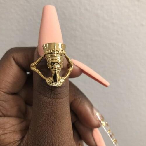 Vintage Nefertiti Goddess Ring Gold Sliver Color Stainless Steel Queen Ring Couple Rings For Women Statement Egyptian Jewelry