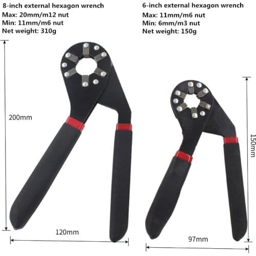 Magic wrenches Multifunctional 8-inch external hexagonal wrench has a shape of plum blossom and adjustable torque