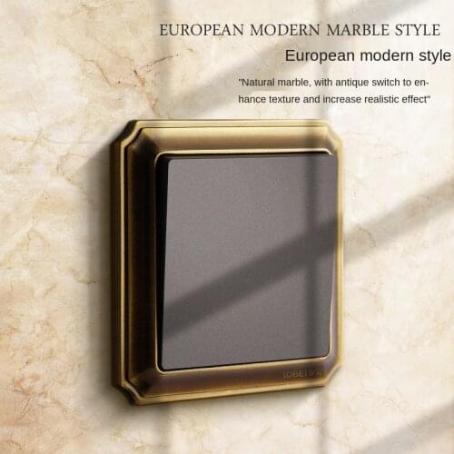 High quality retro European antique lamp switch socket, villa hotel brass switch board, bronze bedside wall lighting switch